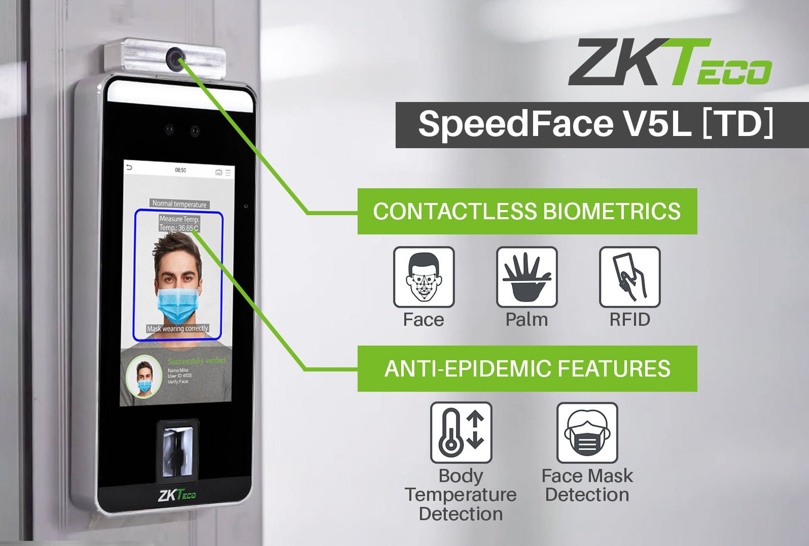 ZKTeco SpeedFace V5L Facial Recognition Terminal